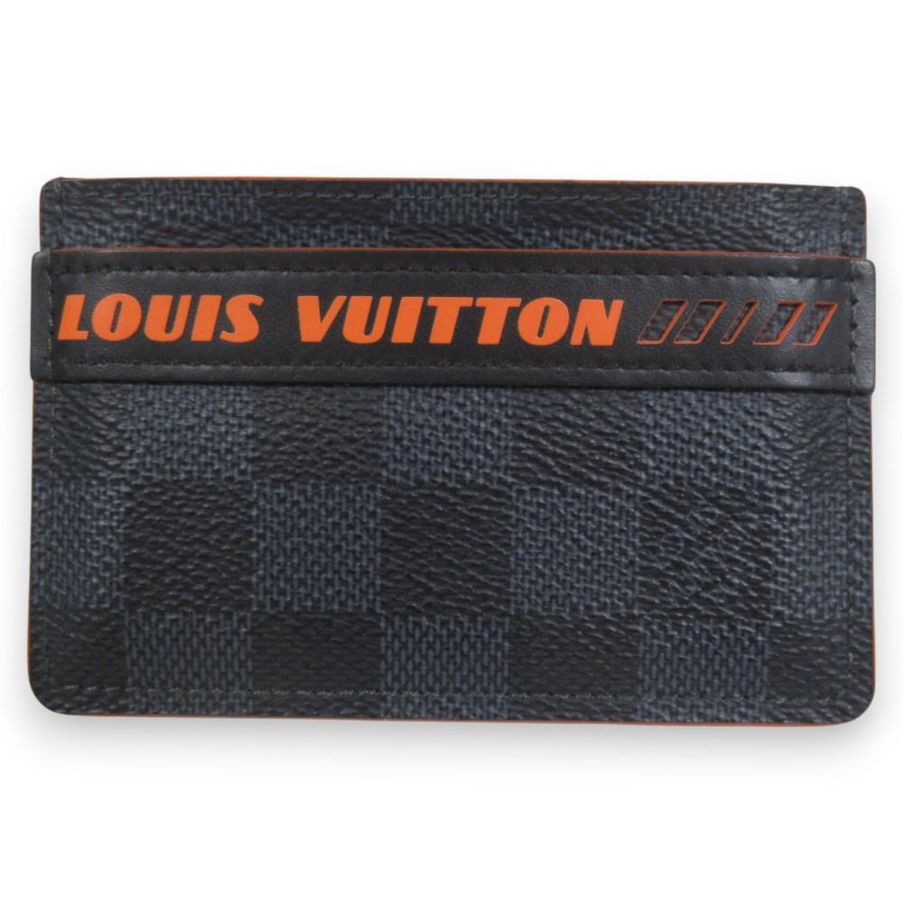LOUIS VUITTON ルイヴィトン ダミエコバルト ポルトカルトサーンプル カードケース N60242 ネイビー×オレンジ メンズ レディース 古着