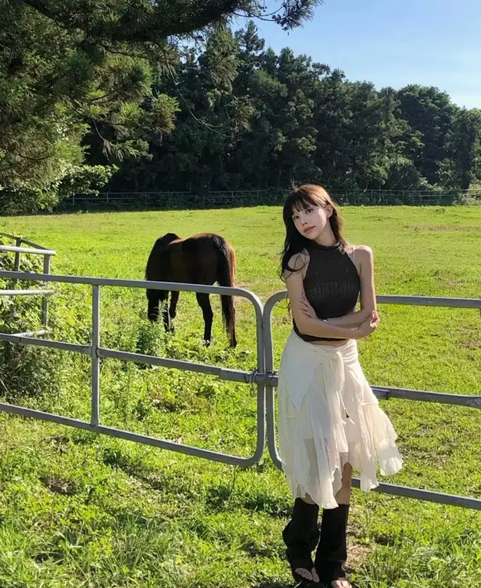 Cloudemotion 済州島ルック セット ホルターネック ノーカットシフォン カーディガン