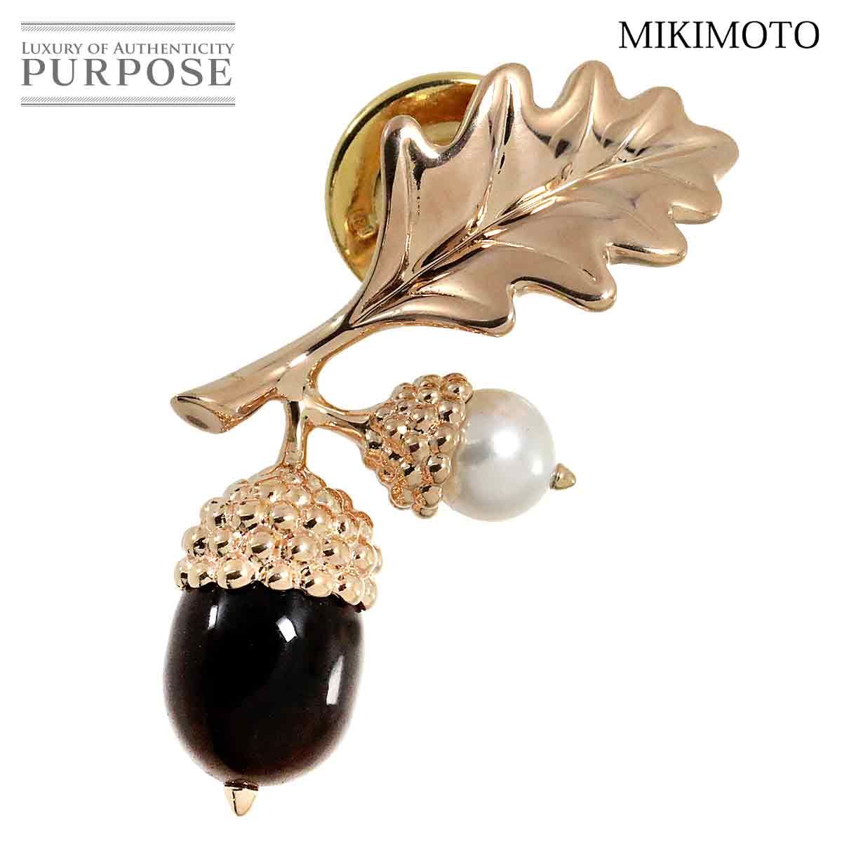 ミキモト MIKIMOTO タイガーアイ アコヤ真珠 5.0mm ピンブローチ K18 PG 750 どんぐり 2006年 クリスマス パール  Brooch 90243994 - メルカリ