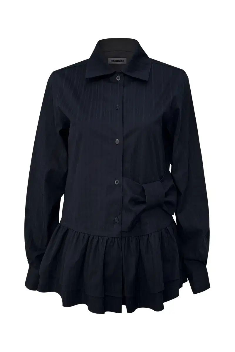 ミスター チェメイ BOW FRILL SHIRT BLUE BLACK