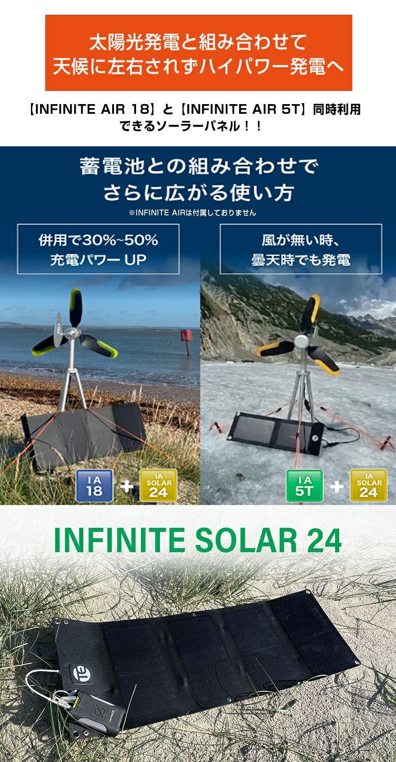 INFINITE SOLAR 24 ソーラー24 INFINITE AIR 家庭用 風力発電機 インフィニットエアー ソーラーパネル ソーラー充電