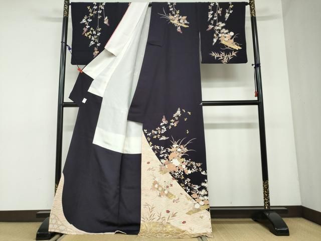 平和屋着物●上質な紬　更紗花唐草間道　正絹　逸品　DAAW5921ud 平和屋着物○上質な紬 更紗花唐草間道 正絹 逸品 DAAW5921ud