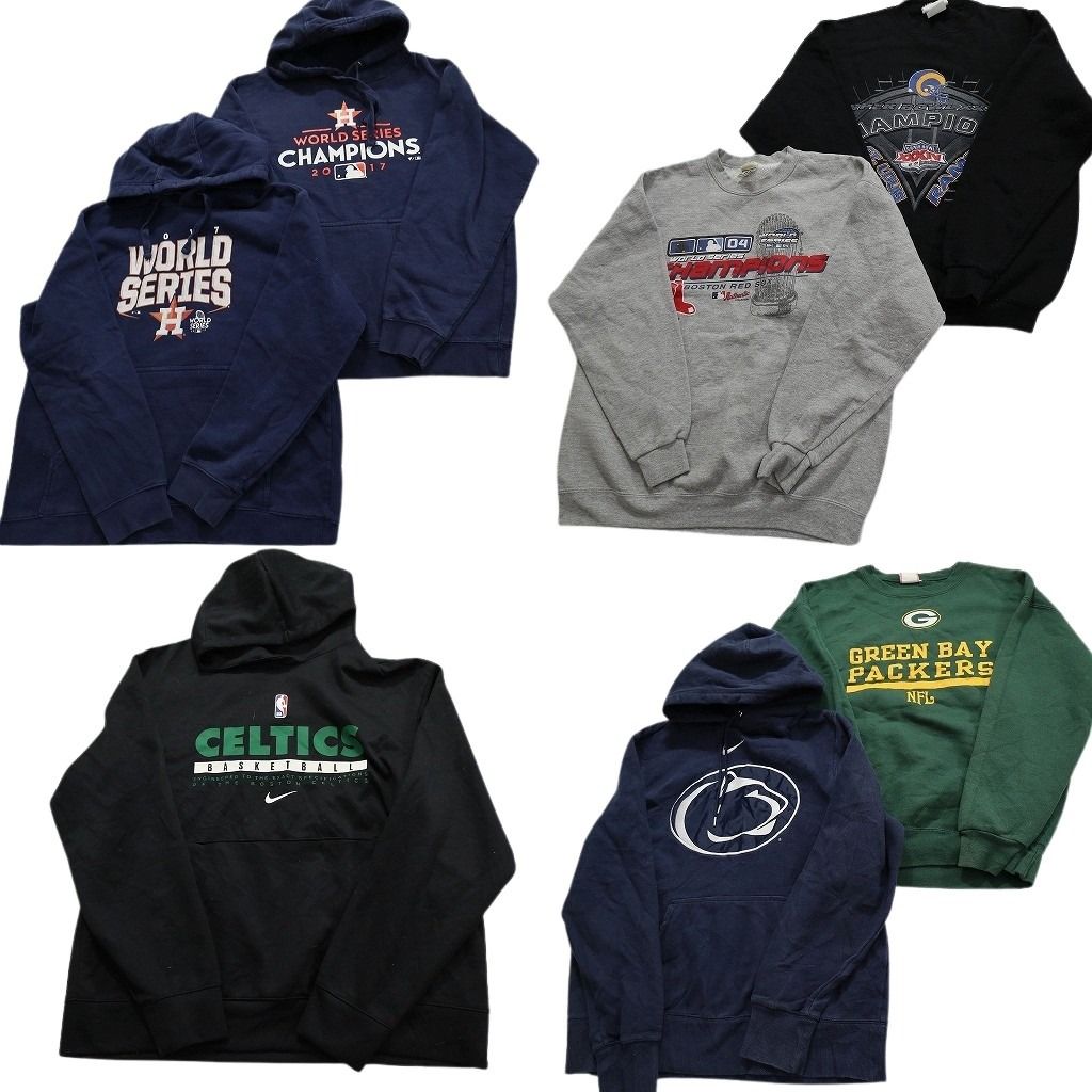 古着卸 まとめ売り プロチーム スウェット 7枚セット (メンズ L ) ナイキ リーボック LEE MLB NFL NBA パンサーズ 中古 古着 MY6706