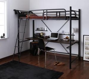 ♪3段可動デスク付き ロフトベッド シングル ベッドフレームのみ コンセント付 子供部屋 子供用ベッド ロフト ベッド