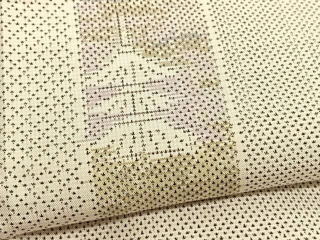 平和屋着物○本場大島紬 白大島 9マルキ 短冊風景文 正絹 逸品  