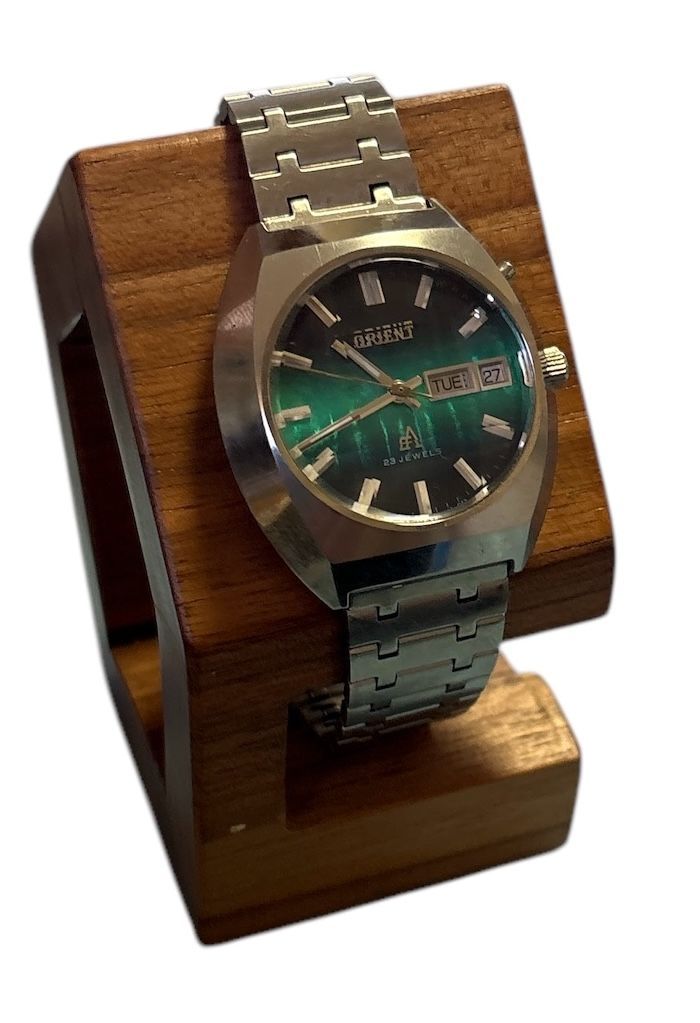 ORIENT 自動巻き時計 23石 グリーン文字盤 稼働品
