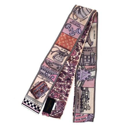 中古】 超美品 ルイヴィトン LOUIS VUITTON バンドー スカーフ ピンク