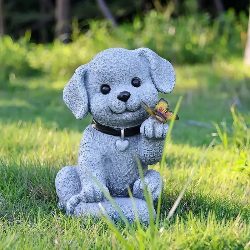犬の置物 庭の置物 子ソーラーライト ガーデンライト \犬