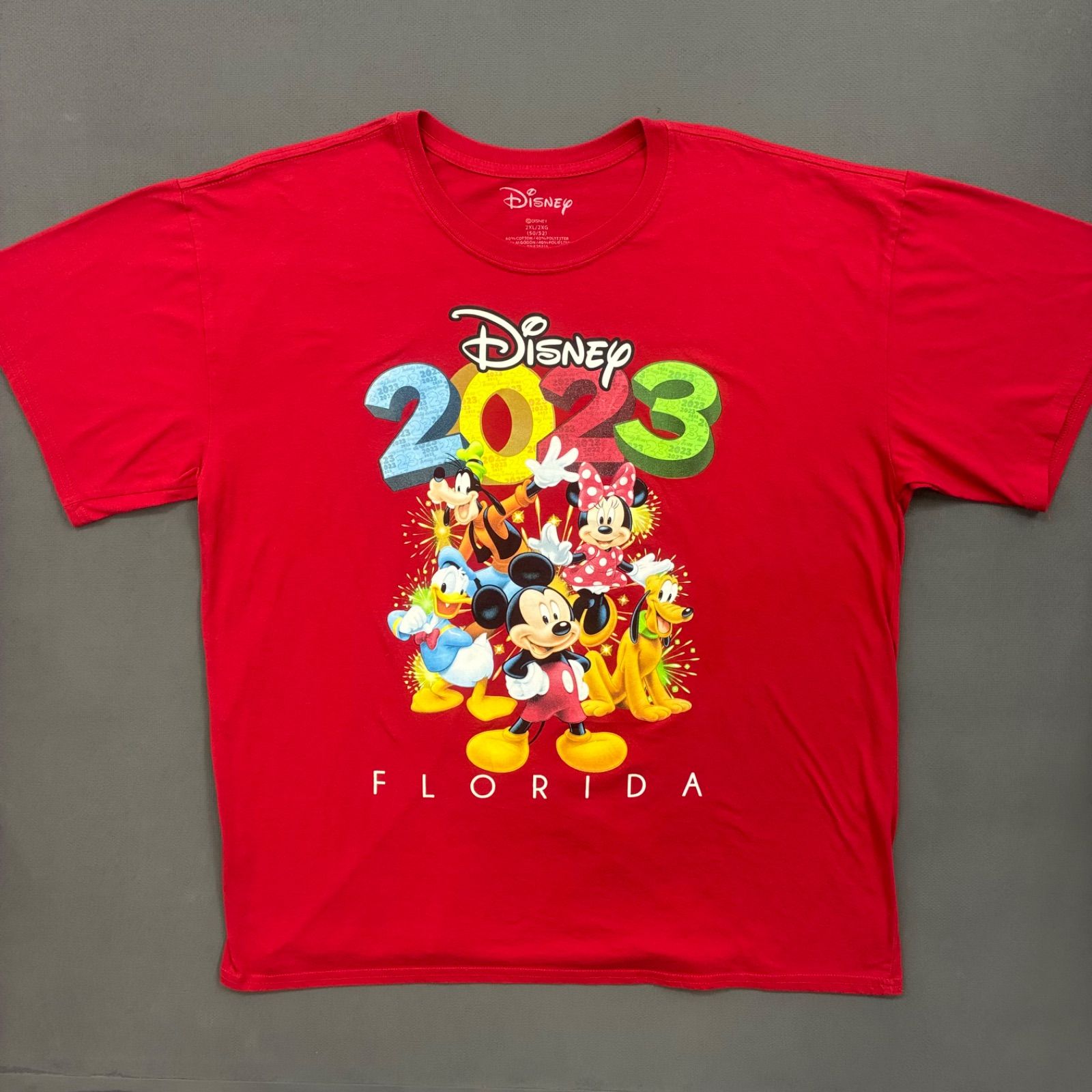 公式❗️ディズニー 2023 フロリダ Tシャツ 赤 黒 ブラック