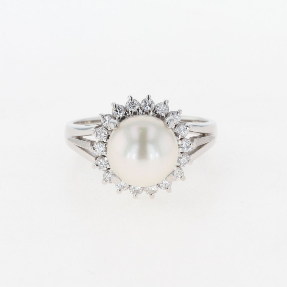 パール デザインリング プラチナ 指輪 メレダイヤ 真珠 リング 11号 