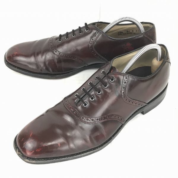 80s以前ビンテージ ジョンストン-マーフィー 本革 グッドイヤー製法 ホールカットスタイル サドルシューズ 28.0程度 赤茶 ◆H-72