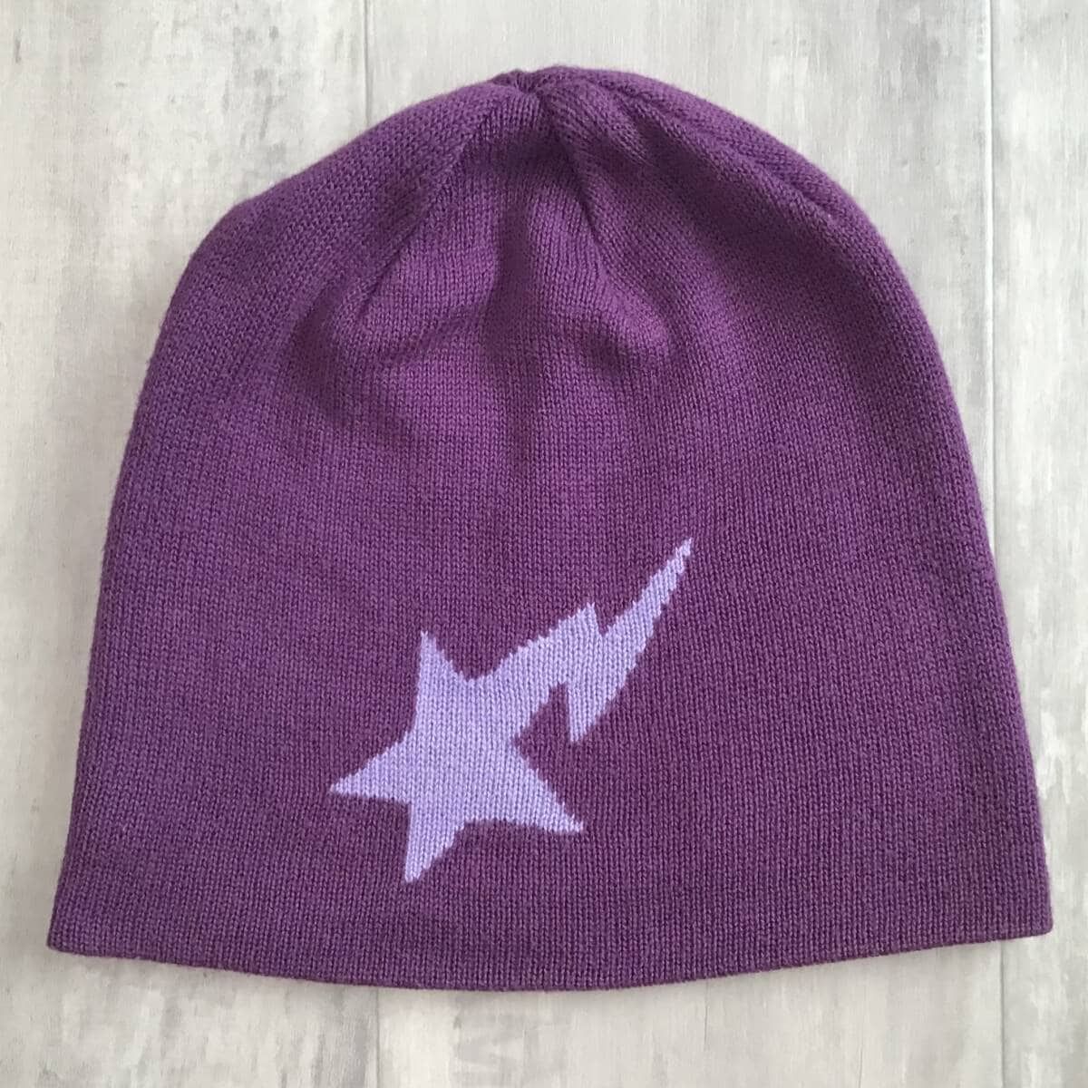 BAPESTA ニット帽 ビーニー purple a bathing ape star BAPE