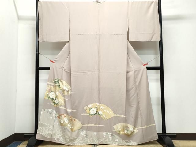 平和屋着物●豪華色留袖 駒刺繍 地紙飛鶴草花文 金彩 正絹 CAAZ0911vf