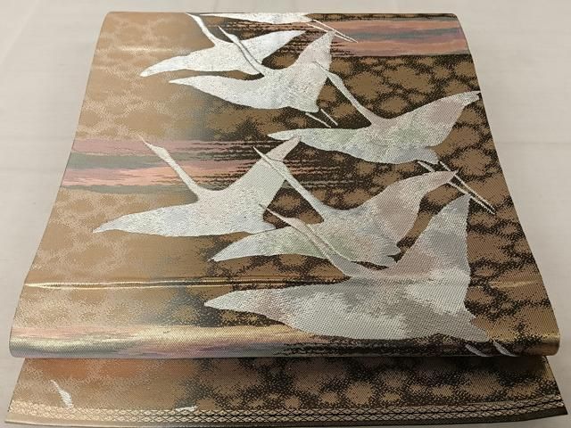 平和屋着物◎六通柄袋帯 群鶴 金銀糸 正絹 逸品 AAAZ8824mw - メルカリ