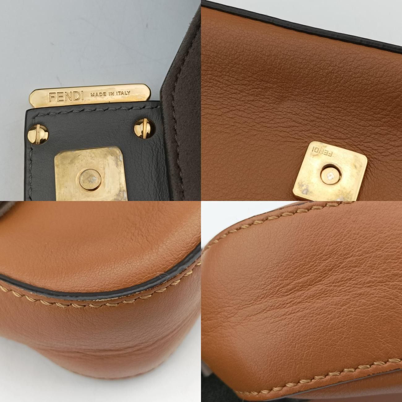 フェンディFendiマンマバケットブラウン×グレー×ネイビーレザー8BR6008BR600-A6CE-198-10429