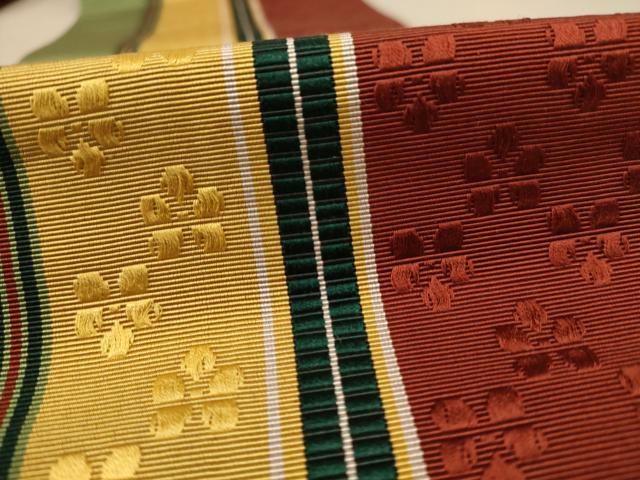 平和屋着物◎本場筑前博多織 八寸名古屋帯 唐織 幾何学文 正絹
