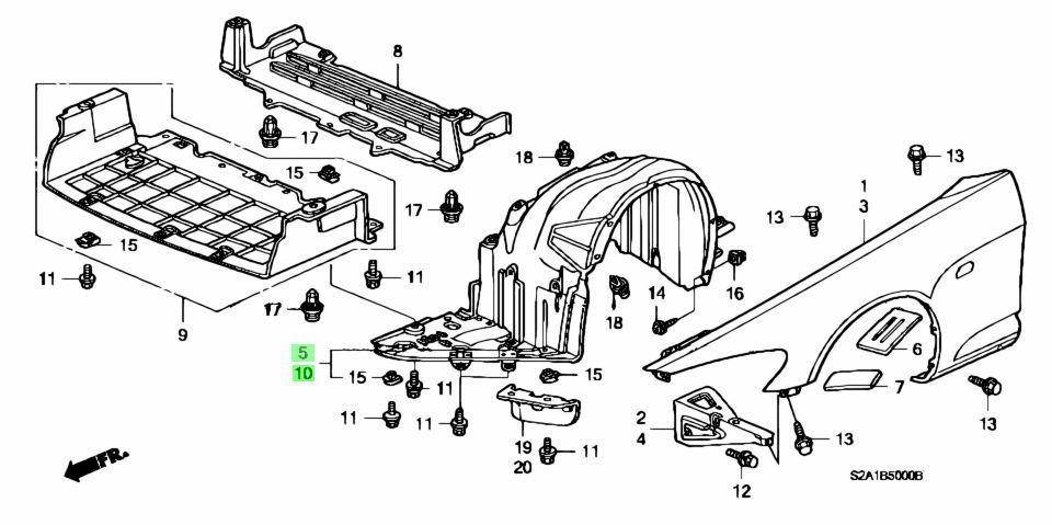 新品未使用 ホンダ純正 S2000 AP1 AP2 フロント フェンダーライナー  