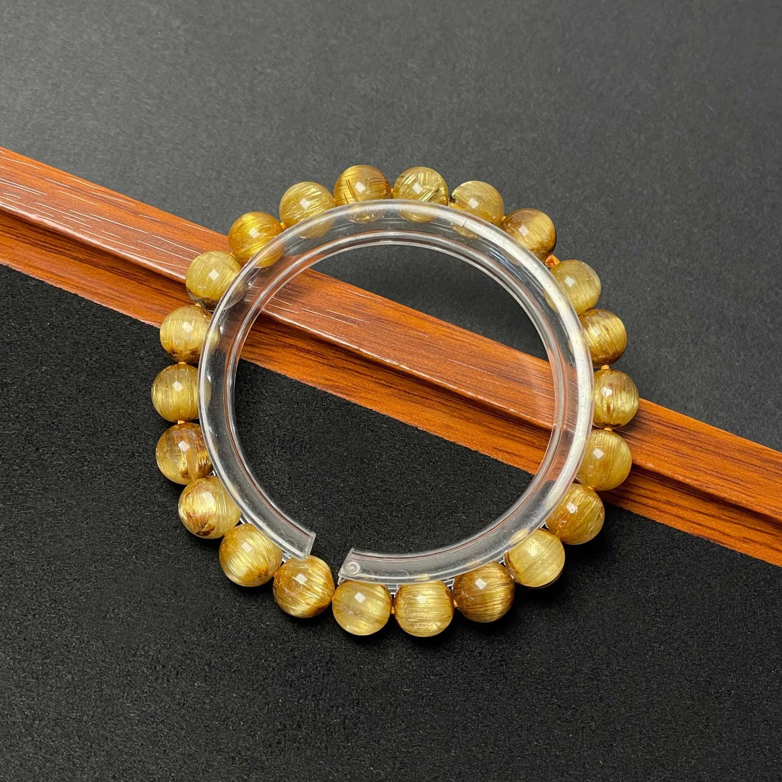 EU製 ! 満針ルチルクォーツ ブレスレット パワーストーン 天然石 金運 お守り プレゼント 8.3-8.7mm ZZ1512