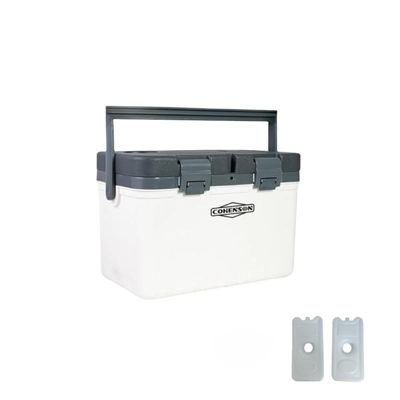 アウトドア 家庭用保温ボックス 13.5L|22L｜PU断熱材 最大48時間保冷｜カップホルダー付き｜キャンプ 釣り BBQに最適 グレー＆ホワイト 22L