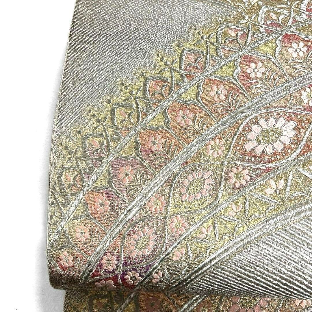 花紋　花菱　桐の花　鹿の子　金糸　袋帯　着物　023a p 花紋 花菱 桐の花 鹿の子 金糸 袋帯 着物 023a p