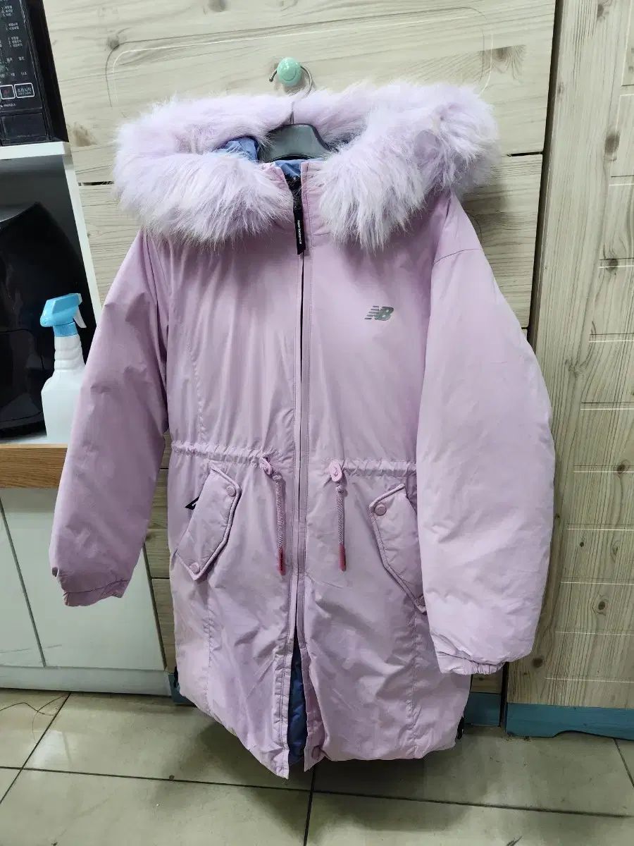 ニューバランス キッズ ピンク ファー フード ダウンジャケット ロング丈 155 11 12歳