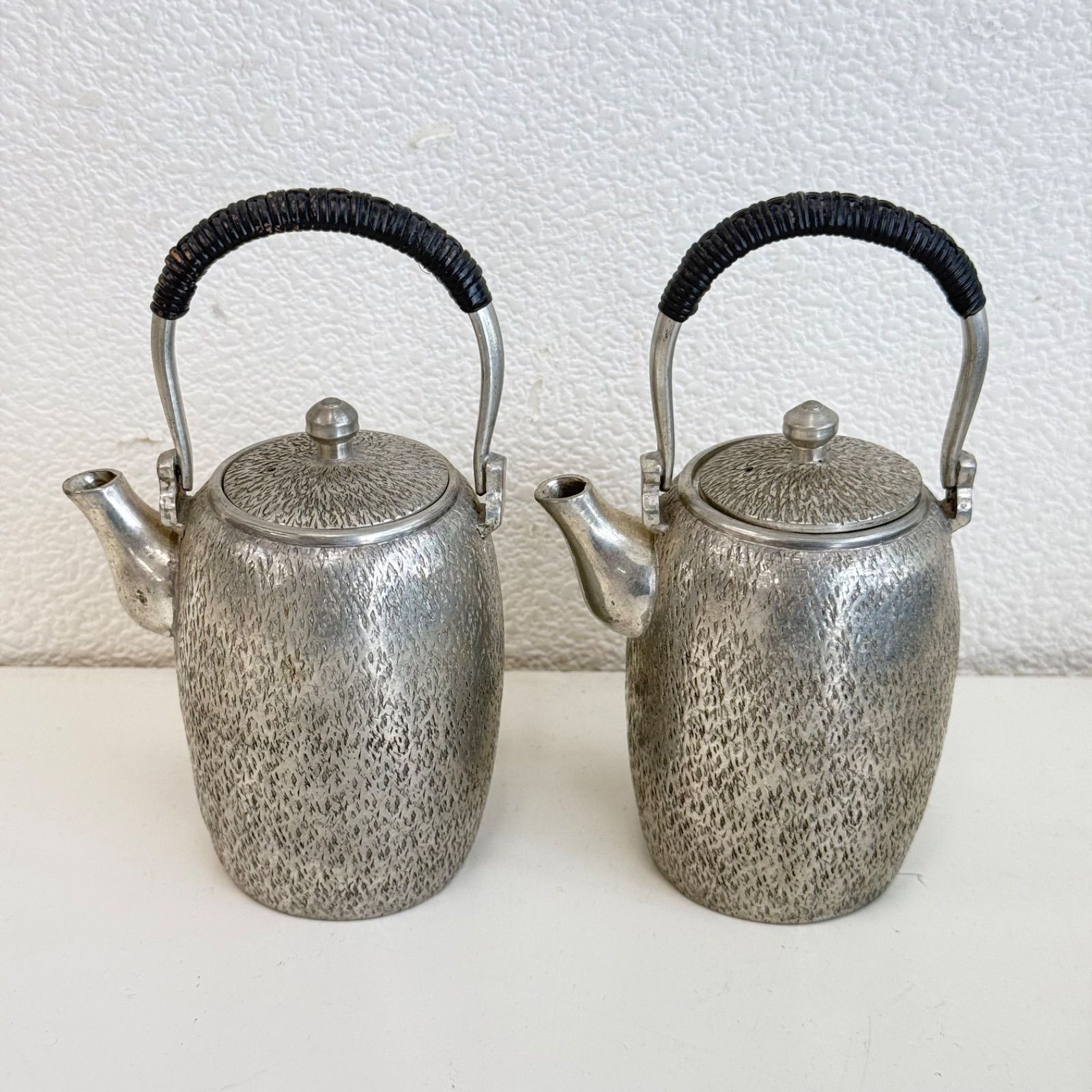本錫製 ちろり 酒器 2点セット 錫器 蓋付き 手付き 徳利 酒燗器 熱燗 