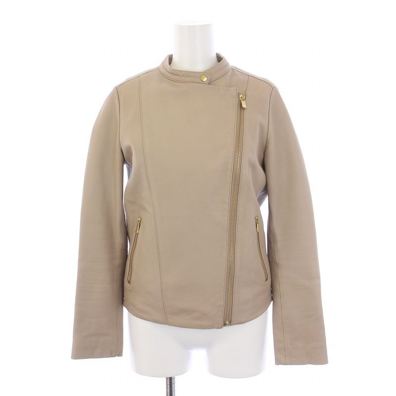 NOBLE ベージュ シングルライダースジャケット ノーブル NOBLE ライダースジャケット レザージャケット ジップ