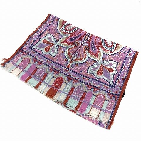 エトロ ETRO ウール ペイズリー柄 ストール 紫系