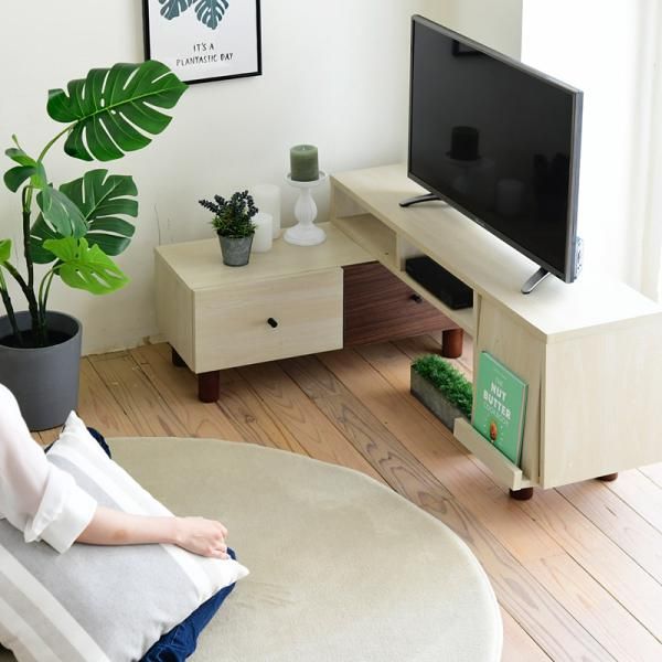 テレビ台 おしゃれ コーナー 変形 伸縮式 L字 部屋の隅 TV台 TVボード テレビボード 収納スペース コンパクト 北欧 ナチュラル ツートーン かわいい 脚付き 【jpk-fmb-0005】