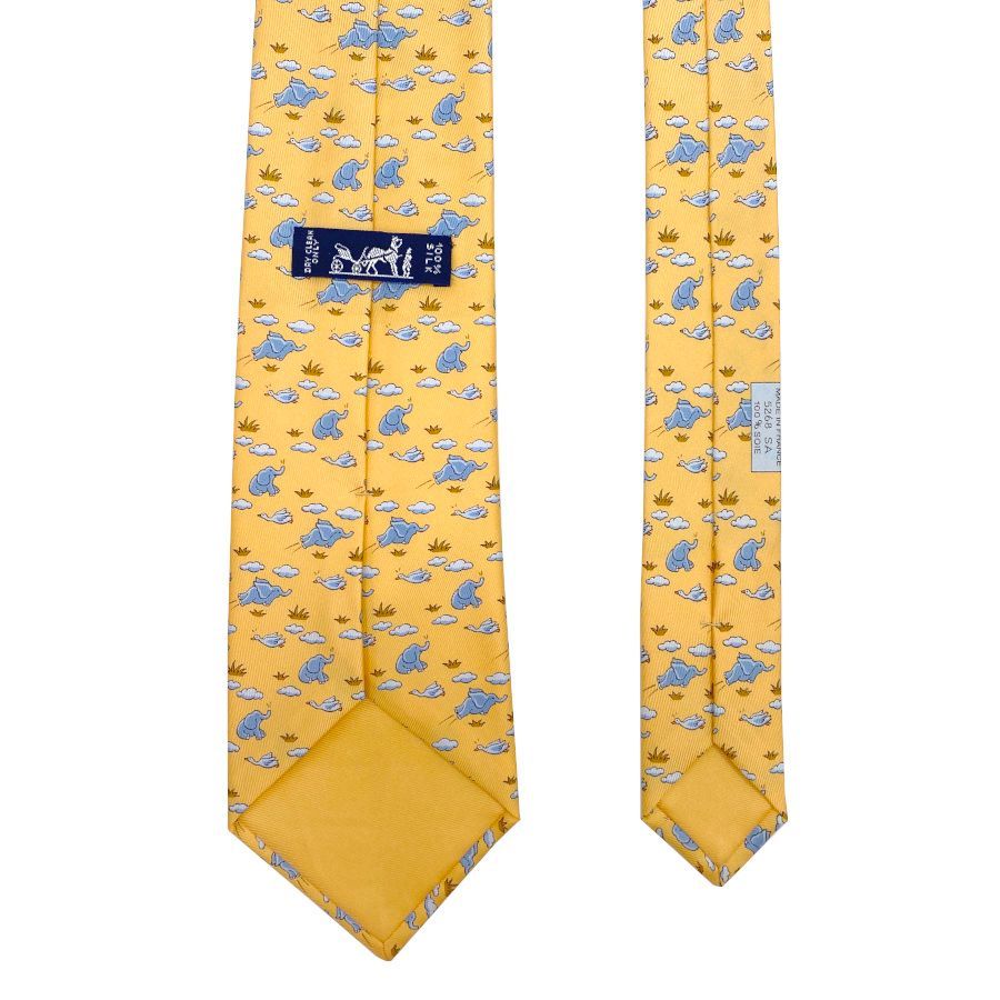 新品】エルメス HERMES ネクタイ シルクツイルタイ 9.1cm JAUNE / BLEU