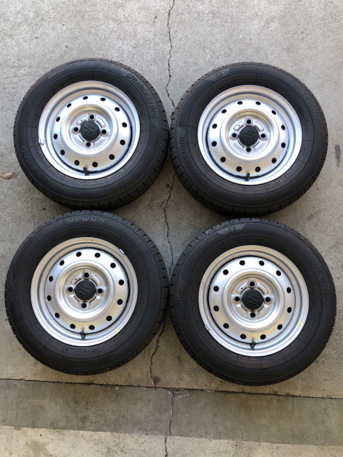 ブリヂストン スズキ 純正 145 80R13 夏 サマー タイヤ スチールホイール 鉄ホイール バリ山