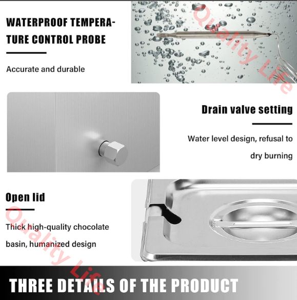 ケータリングレストラン食堂ホームパーティー用の蓋付きプロフェッショナル加熱チョコレートメルター 1grid