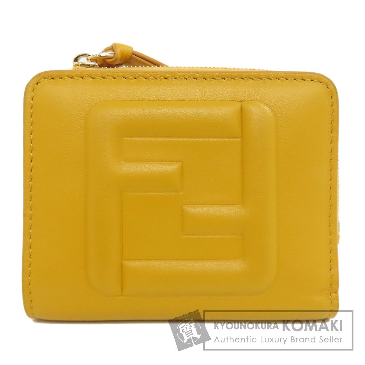 FENDI フェンディ FF キューブ 二つ折り財布 小銭入れあり レザー レディース