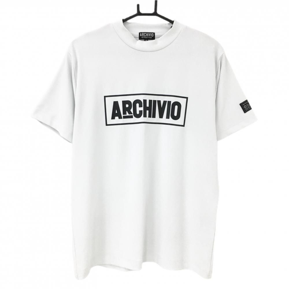 アルチビオ 半袖ハイネックシャツ 白×黒 ビッグロゴ メンズ 46(M  