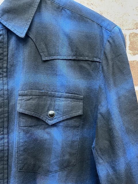 Rags McGREGOR ウエスタンシャツ　オンブレチェック　ブルー ラグスマックレガー / RAGS McGREGOR オンブレチェックシャツ