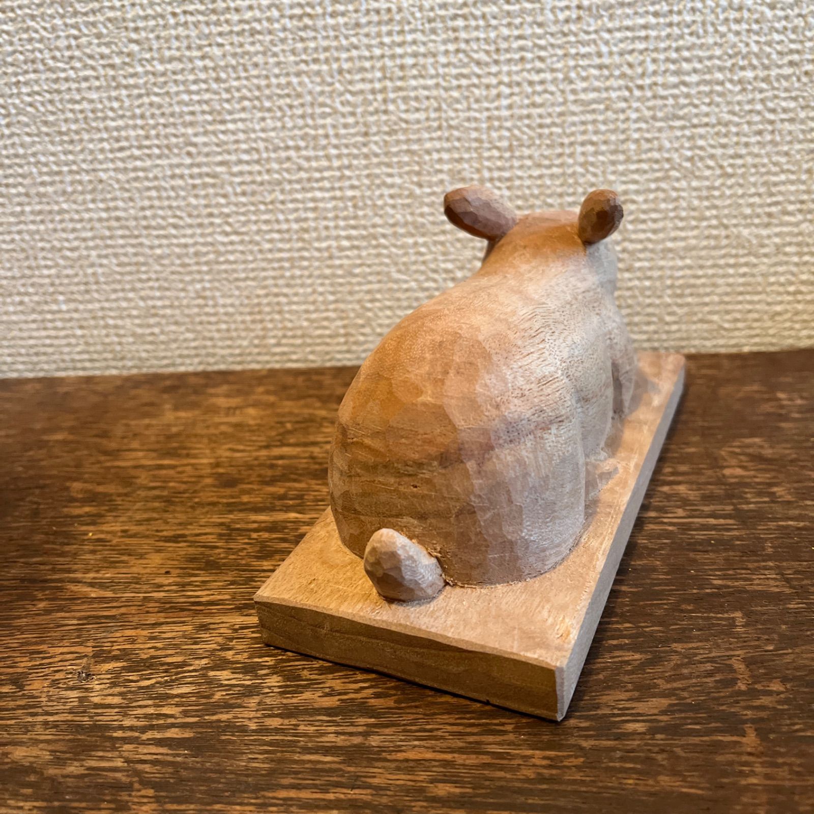 人気定番，得価 うさぎの置物 彫刻 来年の干支卯年 兎 木彫り手彫り