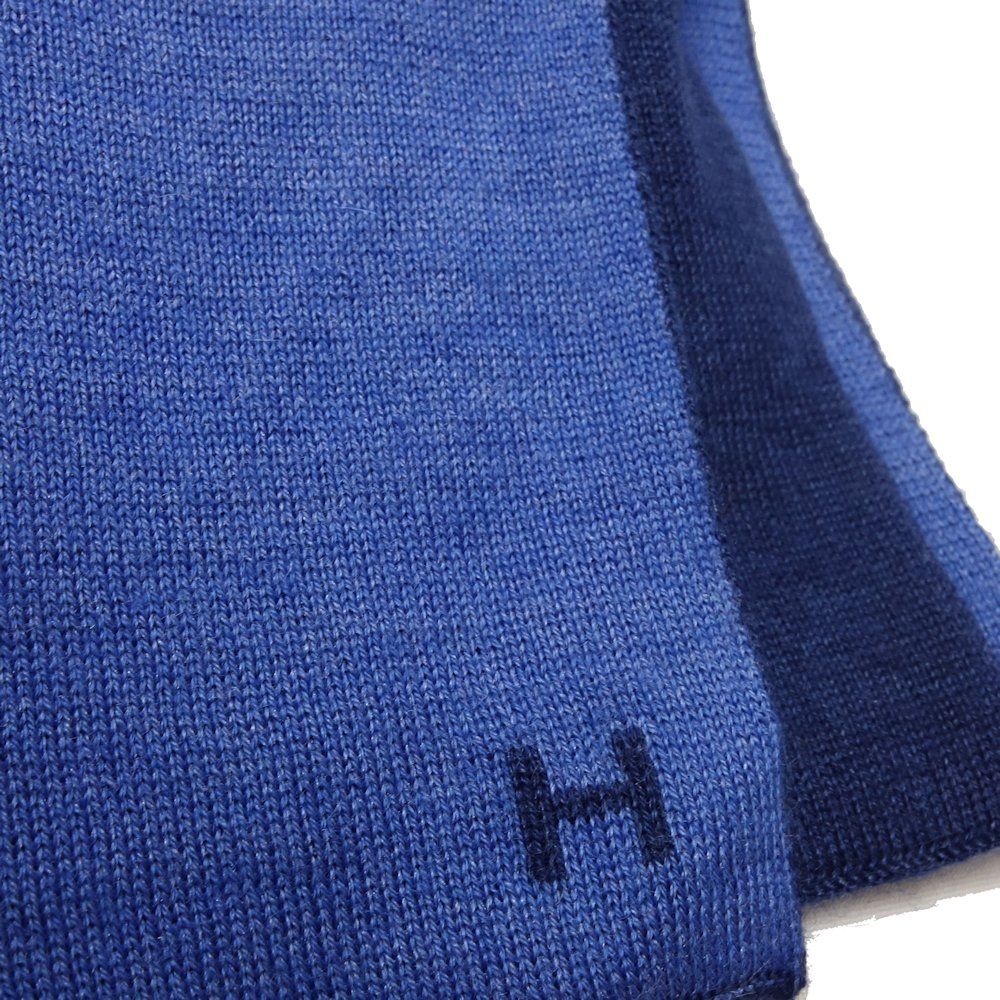 エルメス Hのマフラー ネイビー HERMES エルメス Hロゴ マフラー カシミヤ × シルク ネイビー