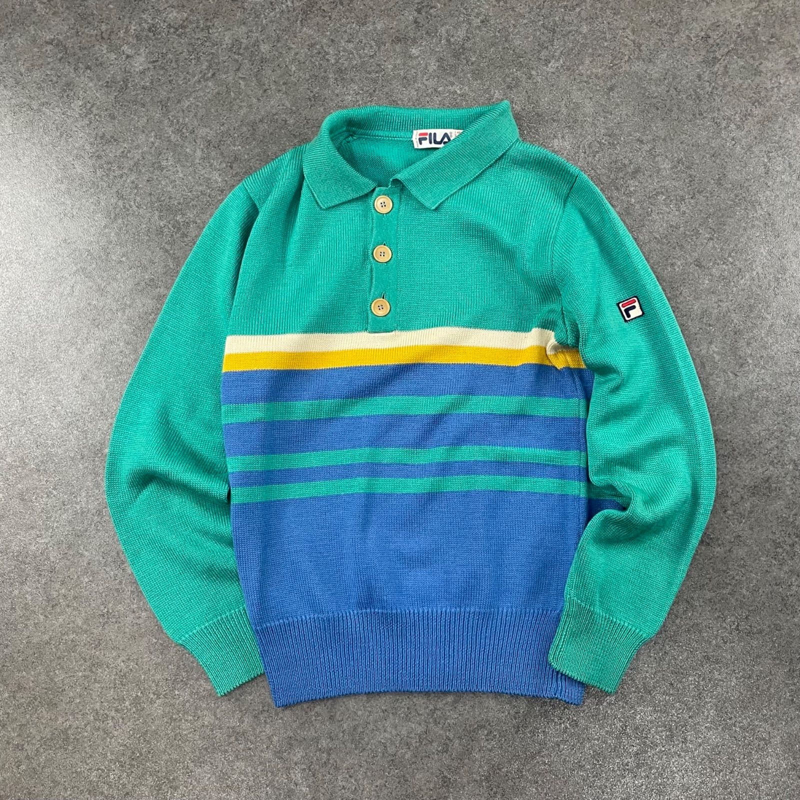イタリア製 80s 90s Vintage FILA Wool L/S Polo Knit オールド フィラ 
