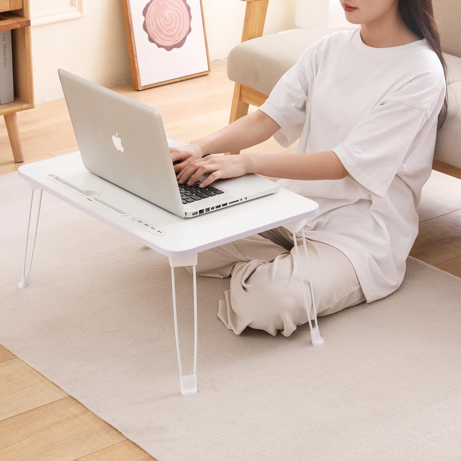 Amazon.co.jp: コンピュータ折りたたみテーブル ベージュ