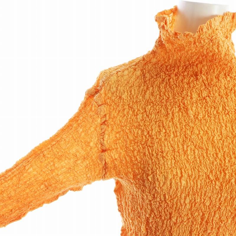 ミーイッセイミヤケ me ISSEY MIYAKE カリフラワー カットソー 長袖 タートルネック プリーツ オレンジ MI94FM974 レディース ミーイッセイミヤケ me ISSEY MIYAKE カリフラワー カットソー