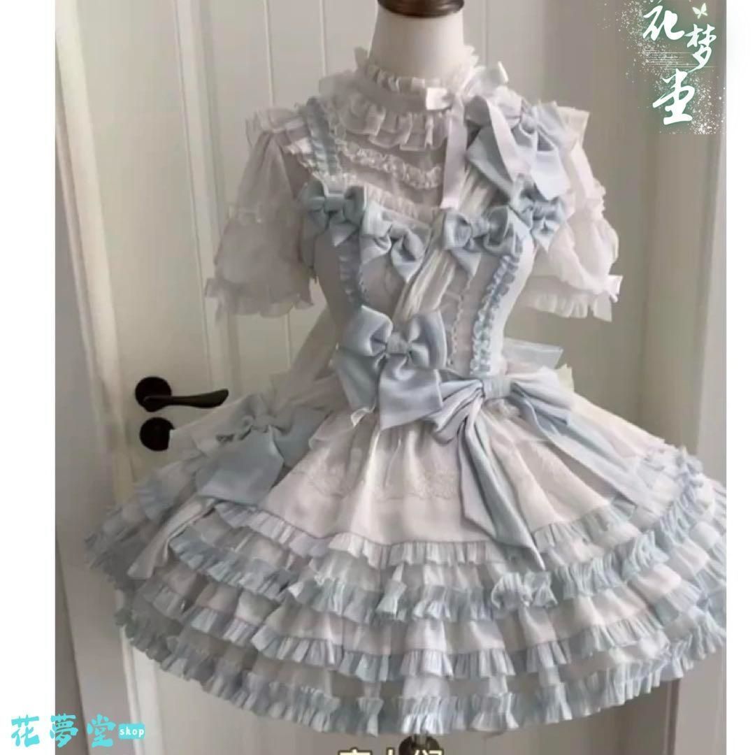 25年 コスプレ ドレス ミニ丈 フリル ロリータ ワンピース リボン かわいい 撮影会 舞台 イベント 原野空間-74