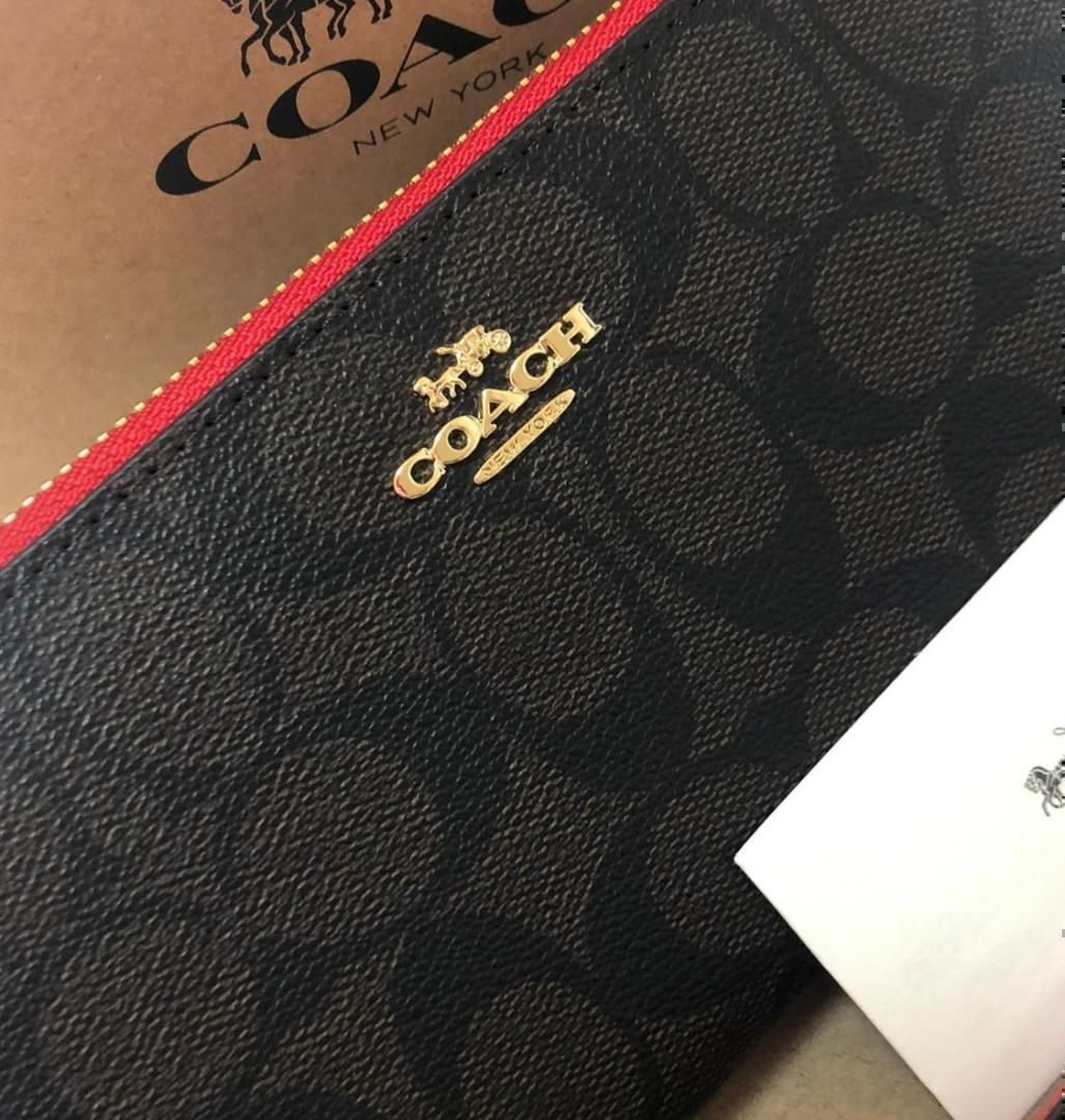 COACH コーチ 新品 長財布 茶 黒 赤 レディース 小物 財布 113 - メルカリ