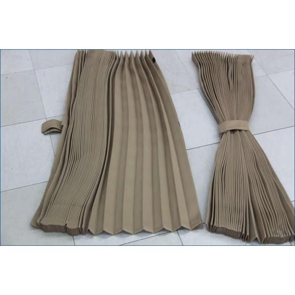 トラックカーテン サイドカーテン ベージュ プリーツタイプ 巾100ｘ丈80cm(2枚入り) 遮光性 日差しを遮るカーテンです。