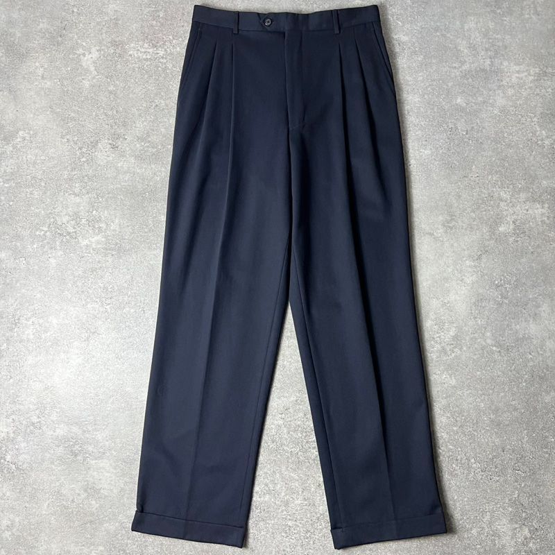 ~90s ローレンラルフローレン スラックス レーヨン ネイビー 2タック 90s CHAPS RALPH LAUREN 2タック レーヨン コットン スラックス