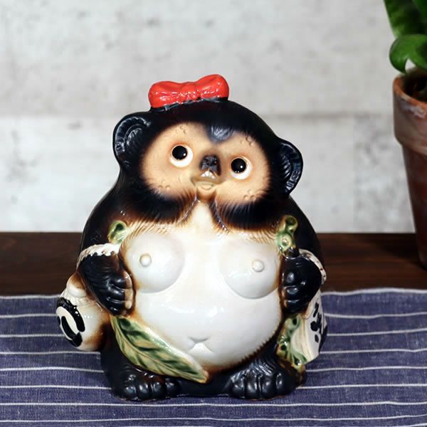 信楽焼 たぬき 陶器 置物 縁起物 メス ta 6号福々狸メス : 高さ22cm たぬき