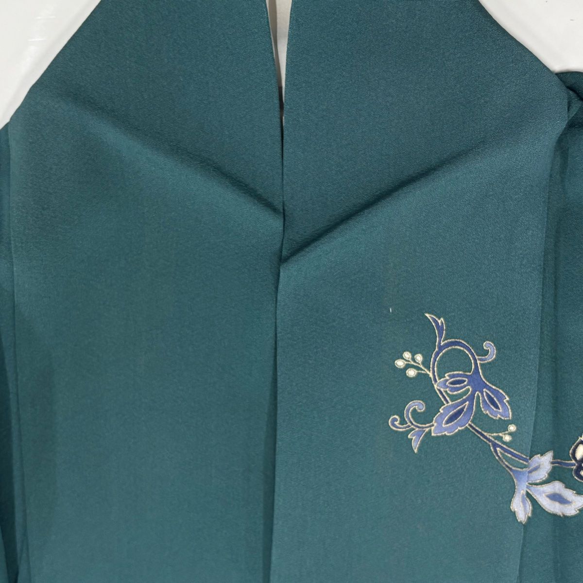 訪問着 身丈167.5cm 裄丈68cm L 袷 華文 草花 刺繍 金糸 緑 正絹