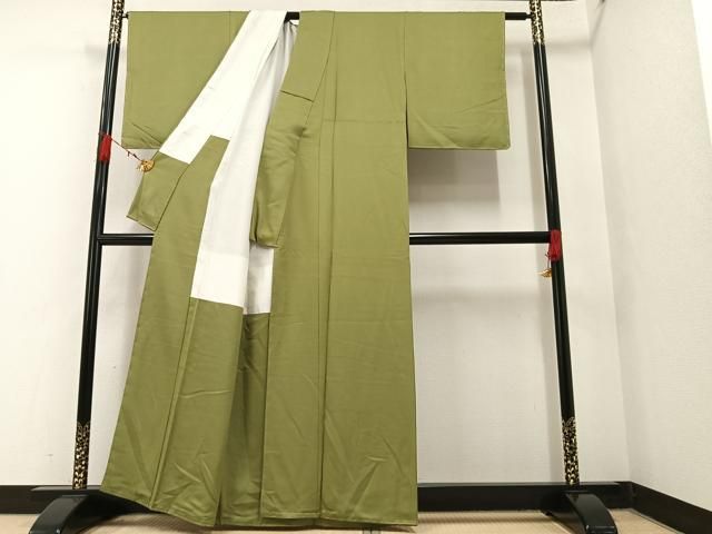 平和屋着物□本加賀友禅作家 毎田仁郎監修 色無地 青朽葉色 正絹