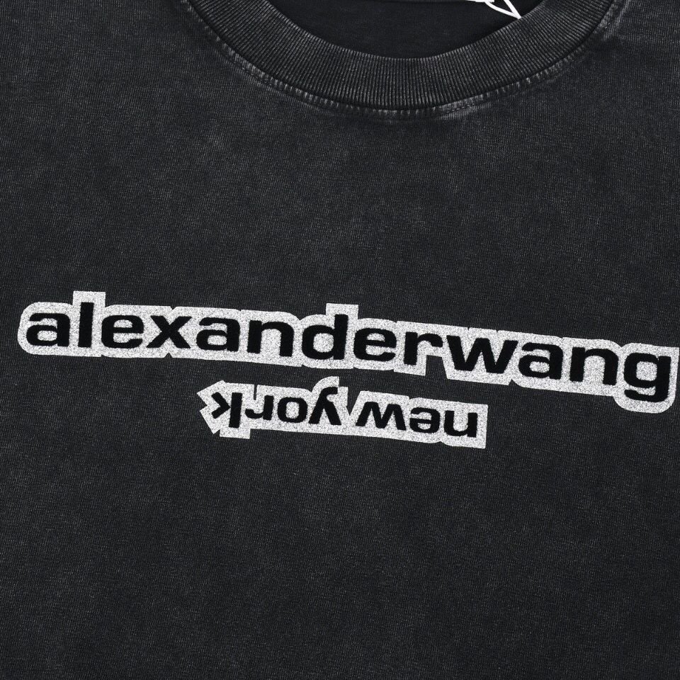 Alexanderwang 24夏新作ベルベットホットシルバープリントウォッシュドオールドモデル半袖Tシャツ男女問わず！ - メルカリ