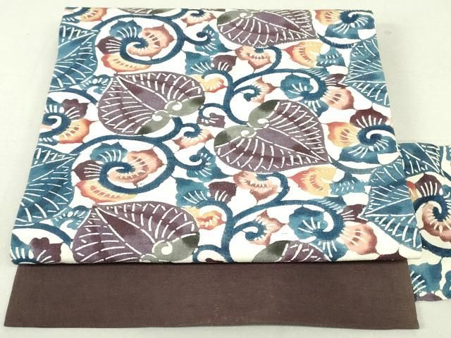 平和屋着物○全通柄 九寸名古屋帯 紅型 松皮菱菊