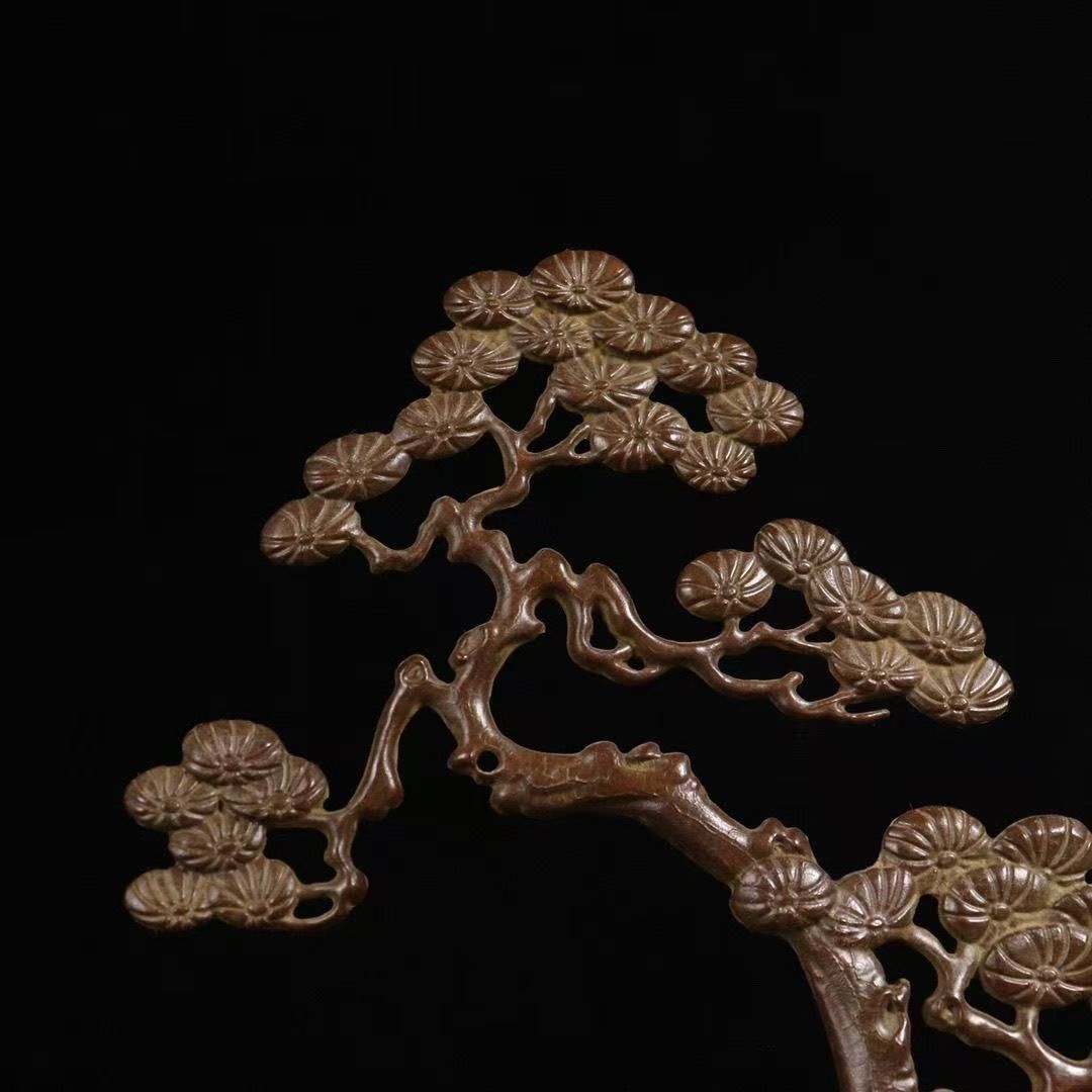 銅 細工 松迎客松弔炉を弔り 檀香を沈める香炉 香道具 工芸品 置物